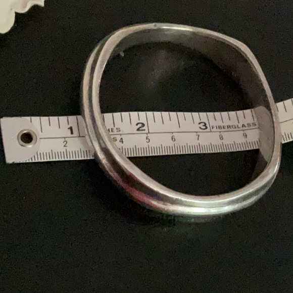 Hand Crafted Sterling Bracelet Signed Cuff Modern Sleek Silver - Picture 5 of 6